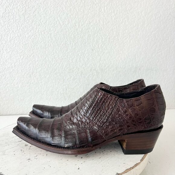 Rod Patrick Womens Brown Loafers 6C Caiman Leather Western Boots Slip On Shoes - Picture 4 of 11